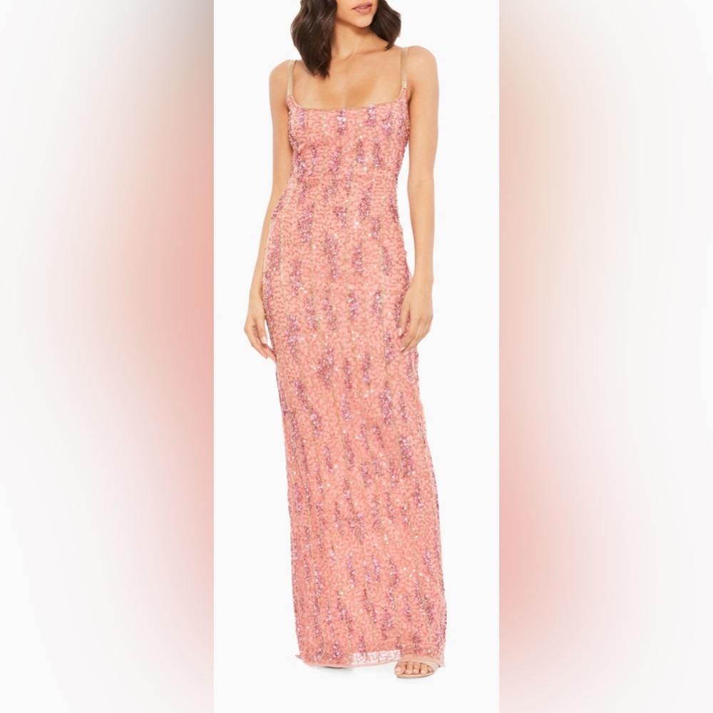 Mac Duggal Pink Sequin Maxi Dress